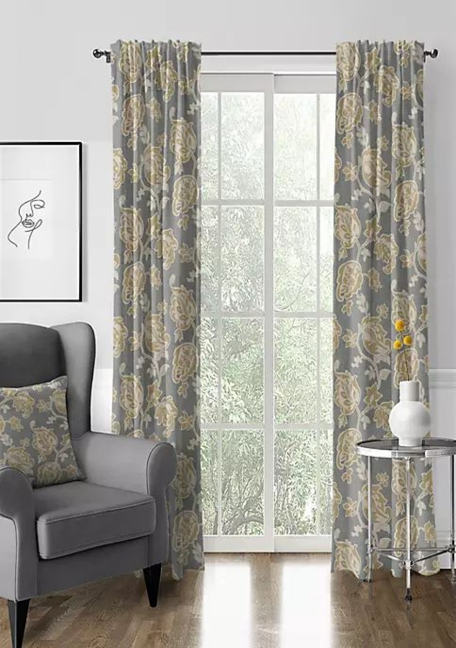 Home * | 6Ix Tailors Fine Linens Golden Bloom Pole Top Drapery Panel Pair (50 W X 108 L) Barley