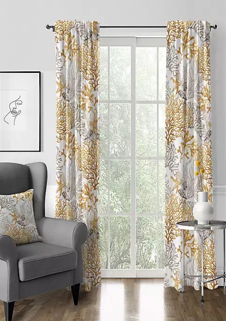 Home * | 6Ix Tailors Fine Linens Reef Pole Top Drapery Panel Pair (50 W X 96 L) Gold