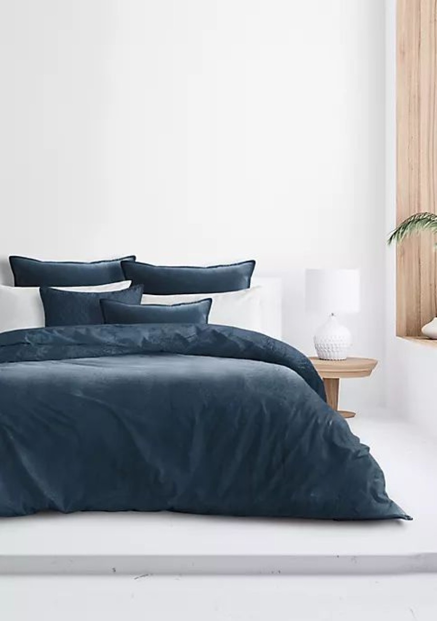 Bed & Bath * | 6Ix Tailors Fine Linens Basic Velvet Twin Duvet Cover & 1 Sham Set Marine