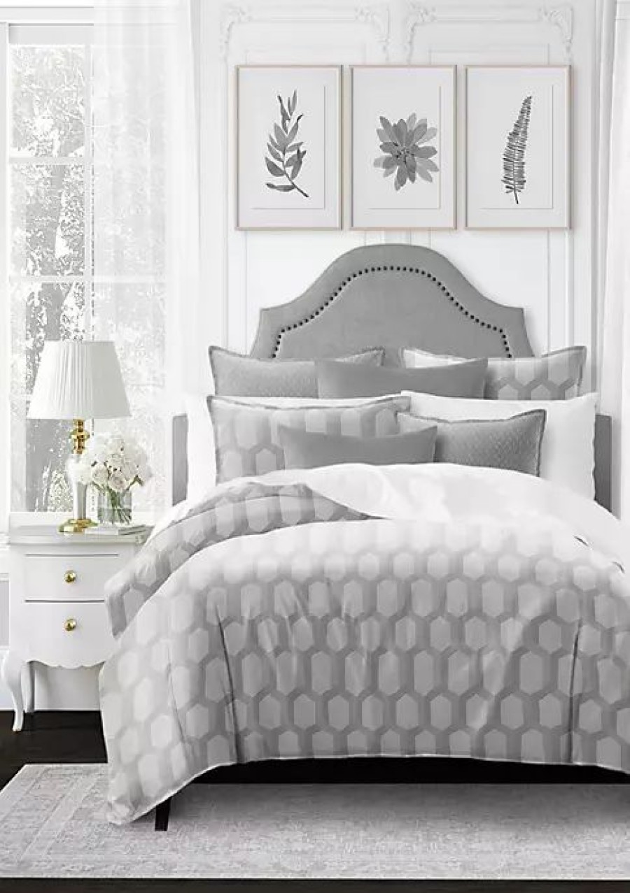 Bed & Bath * | 6Ix Tailors Fine Linens Isabella California King Duvet Cover & 2 Shams Set Gray