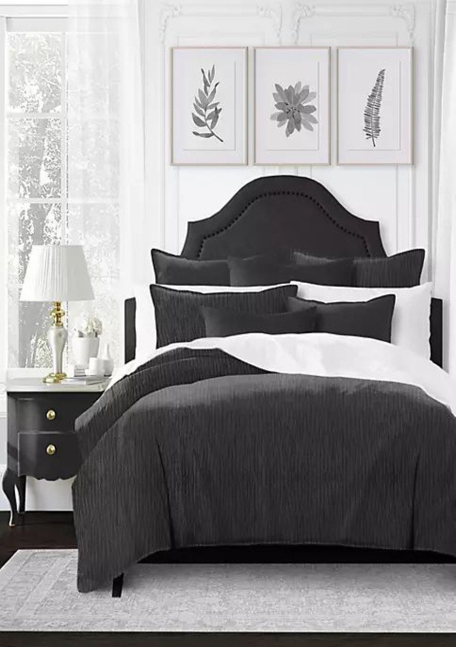 Bed & Bath * | 6Ix Tailors Fine Linens Brea Queen Comforter & 2 Shams Set Black