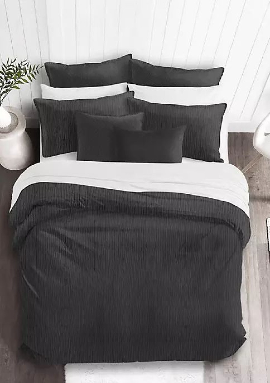 Bed & Bath * | 6Ix Tailors Fine Linens Brea Queen Comforter & 2 Shams Set Black