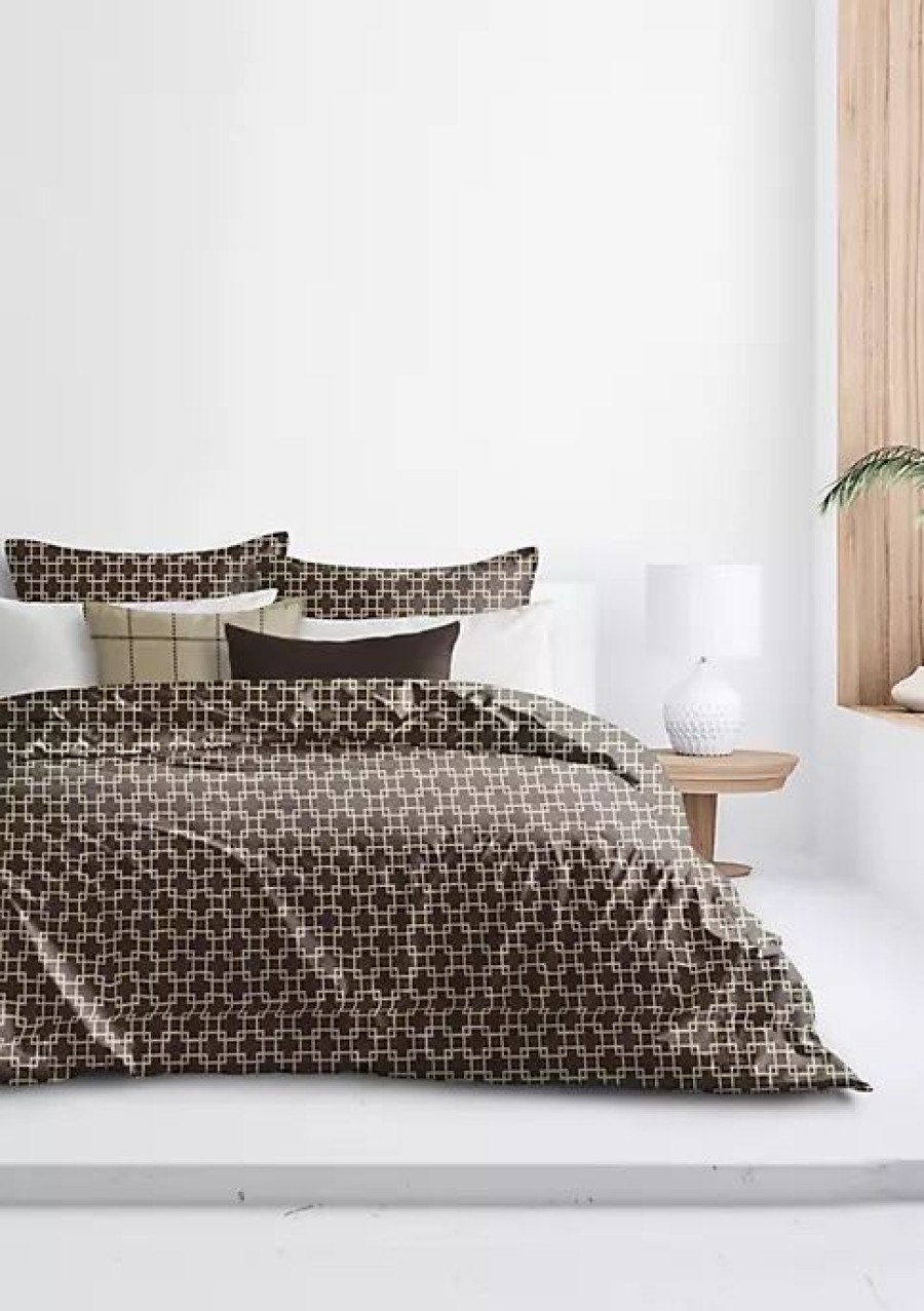 Bed & Bath * | 6Ix Tailors Fine Linens Fendine California King Duvet Cover & 2 Shams Set Chocolate