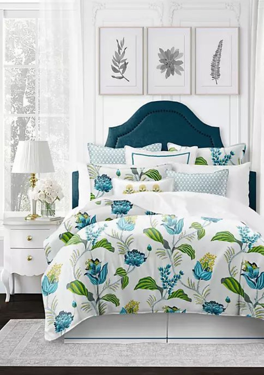 Bed & Bath * | 6Ix Tailors Fine Linens Cottage Lane Queen Duvet Cover & 2 Shams Set Azure