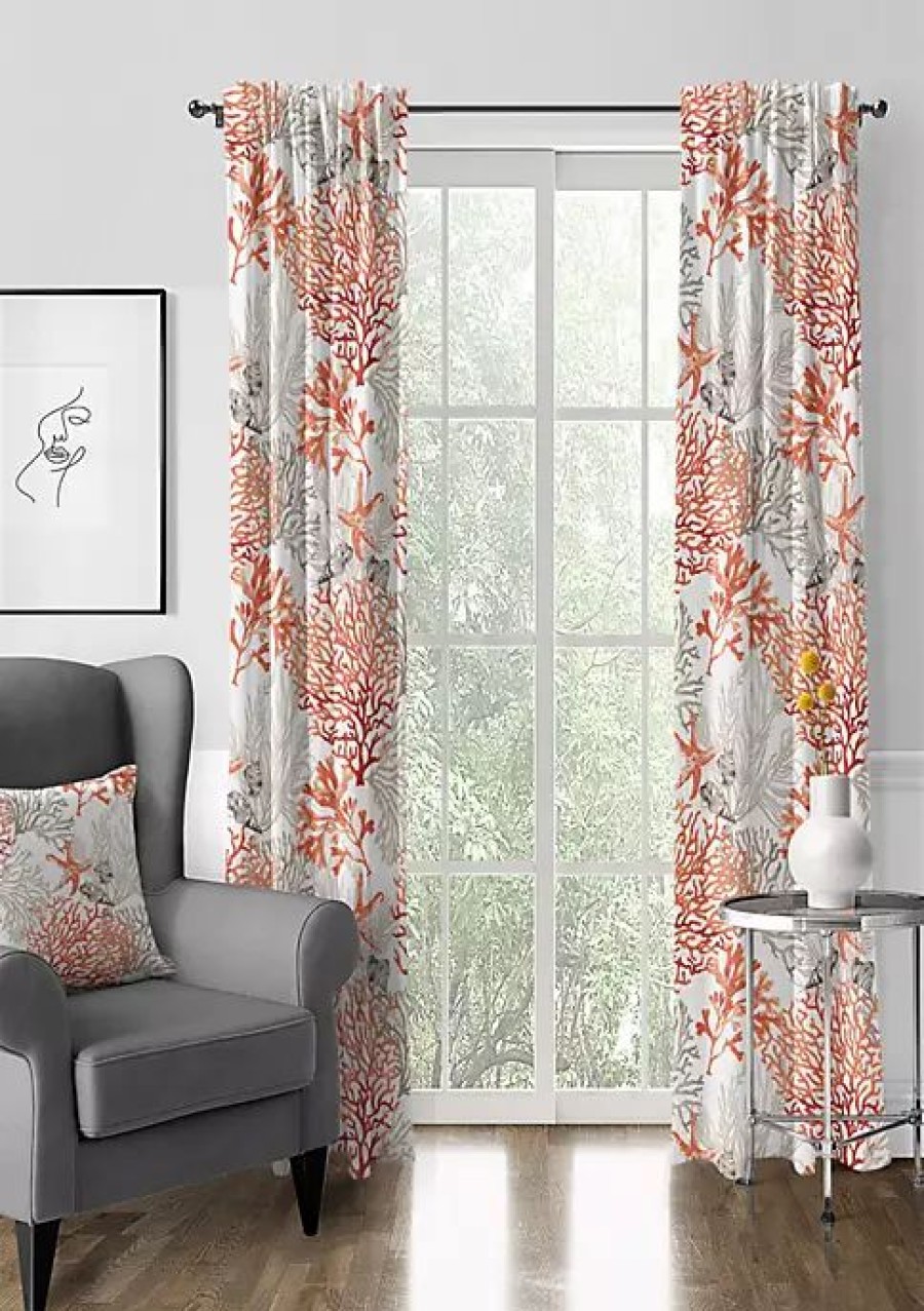 Home * | 6Ix Tailors Fine Linens Reef Pole Top Drapery Panel Pair (50 W X 144 L) Coral