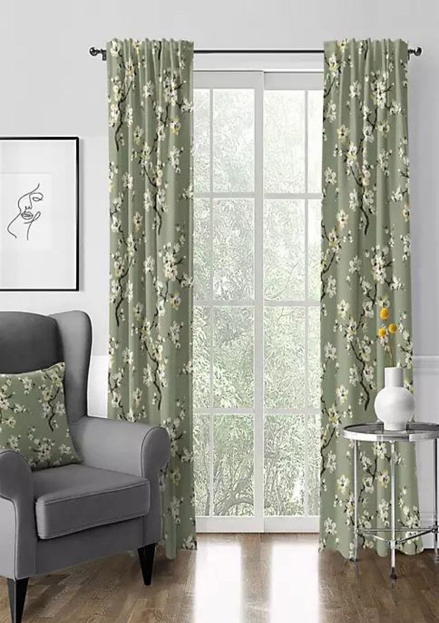 Home * | 6Ix Tailors Fine Linens Sakura Pole Top Drapery Panel Pair (50 W X 108 L) Green