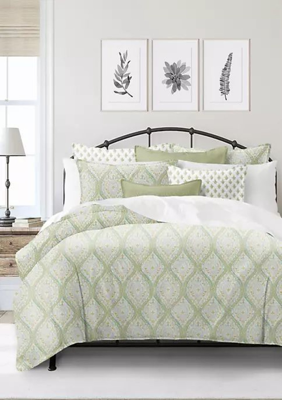 Bed & Bath * | 6Ix Tailors Fine Linens Cressida Full/Double Coverlet & 2 Shams Set Green Tea