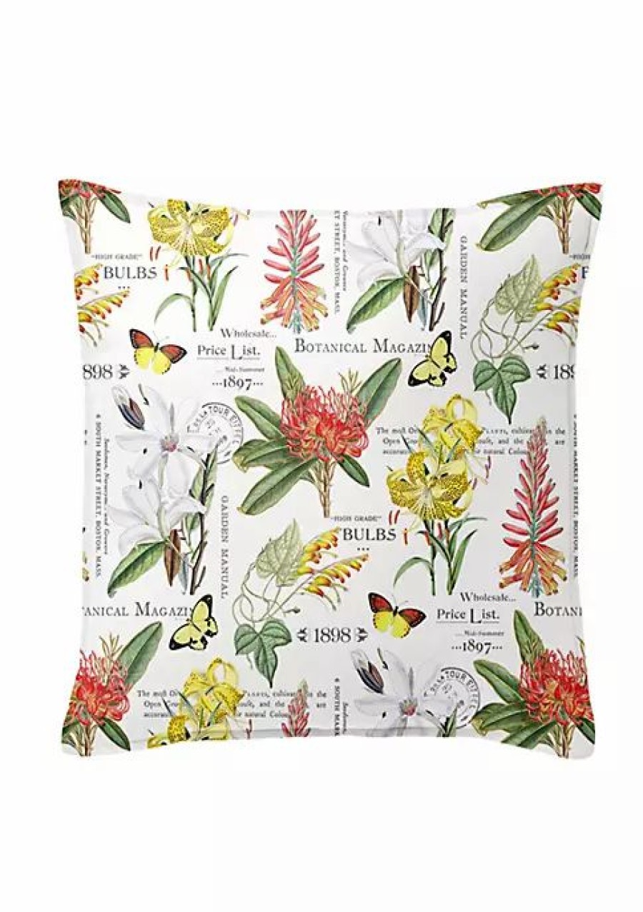 Home * | 6Ix Tailors Fine Linens Vintage Botanicals 20 Sq Decor Pillow (Feather Insert) White