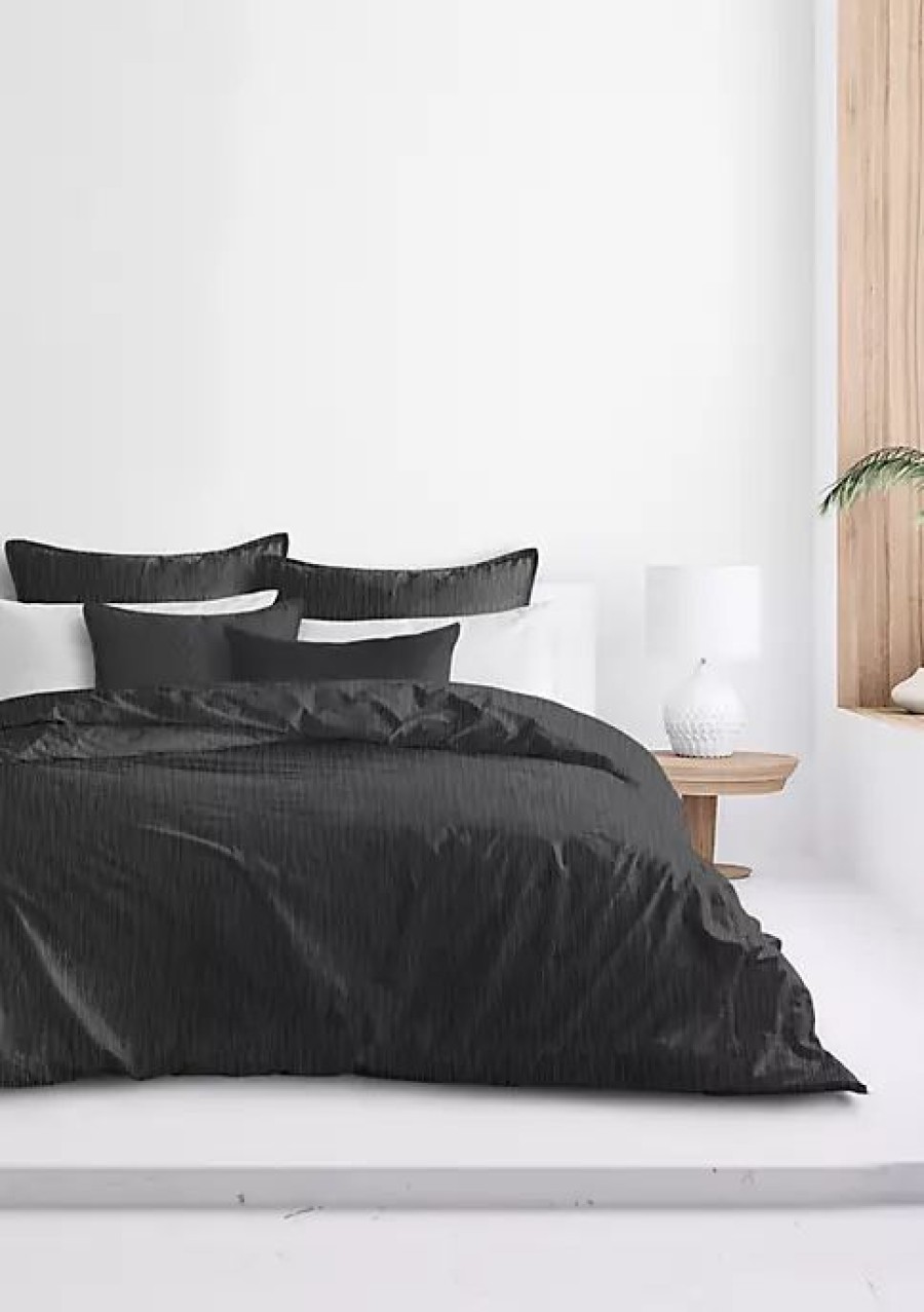 Bed & Bath * | 6Ix Tailors Fine Linens Brea King Duvet Cover & 2 Shams Set Black