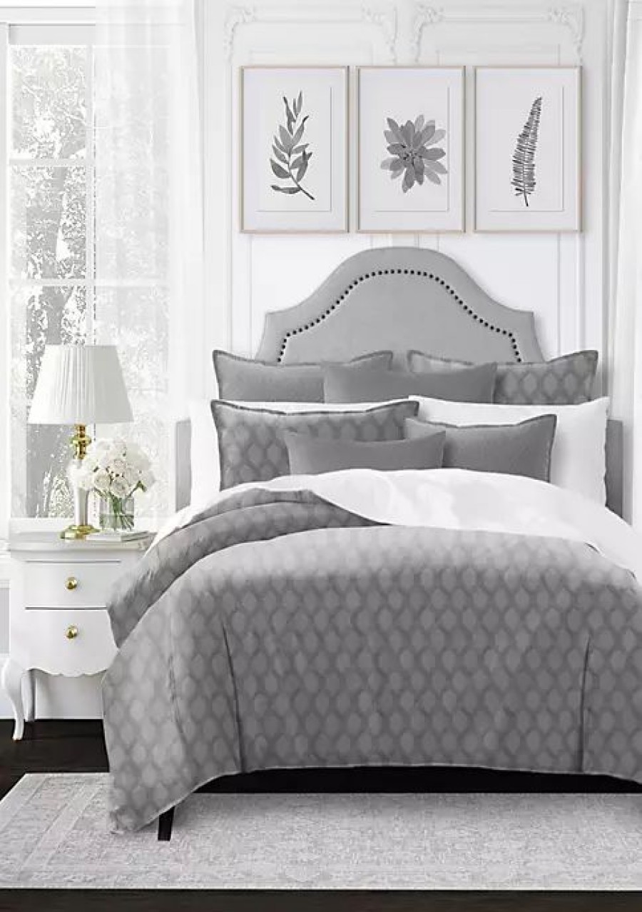 Bed & Bath * | 6Ix Tailors Fine Linens Desdemona King Duvet Cover & 2 Shams Set Platinum