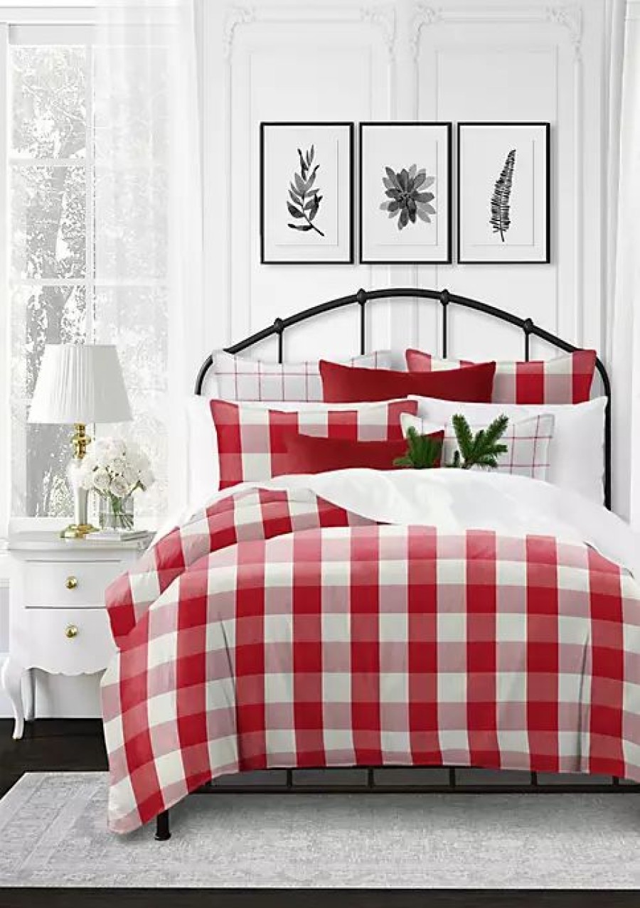 Bed & Bath * | 6Ix Tailors Fine Linens Basic Check Twin Duvet Cover & 1 Sham Set Red