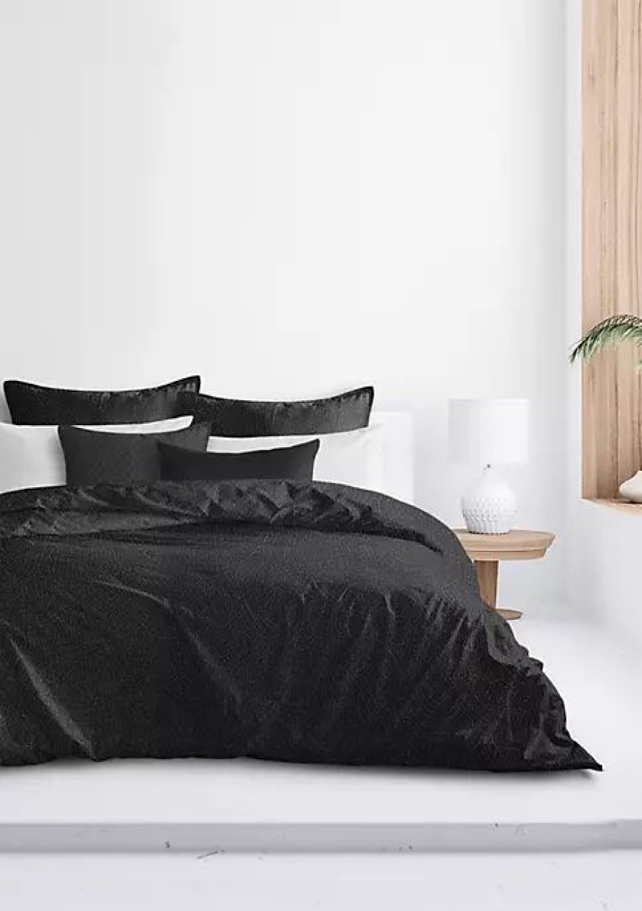 Bed & Bath * | 6Ix Tailors Fine Linens Eva King Duvet Cover & 2 Shams Set Black