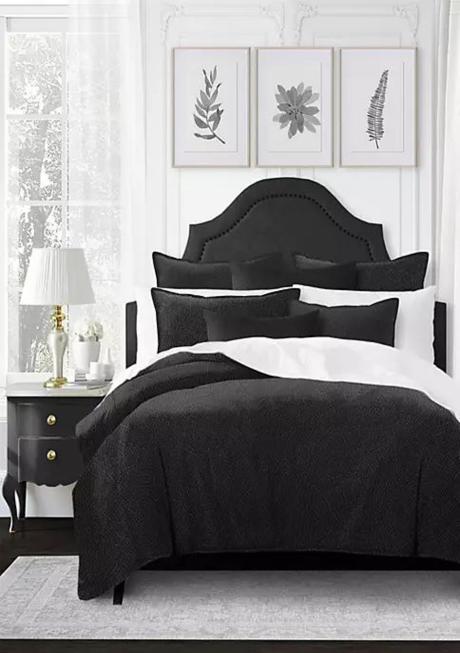 Bed & Bath * | 6Ix Tailors Fine Linens Eva King Duvet Cover & 2 Shams Set Black