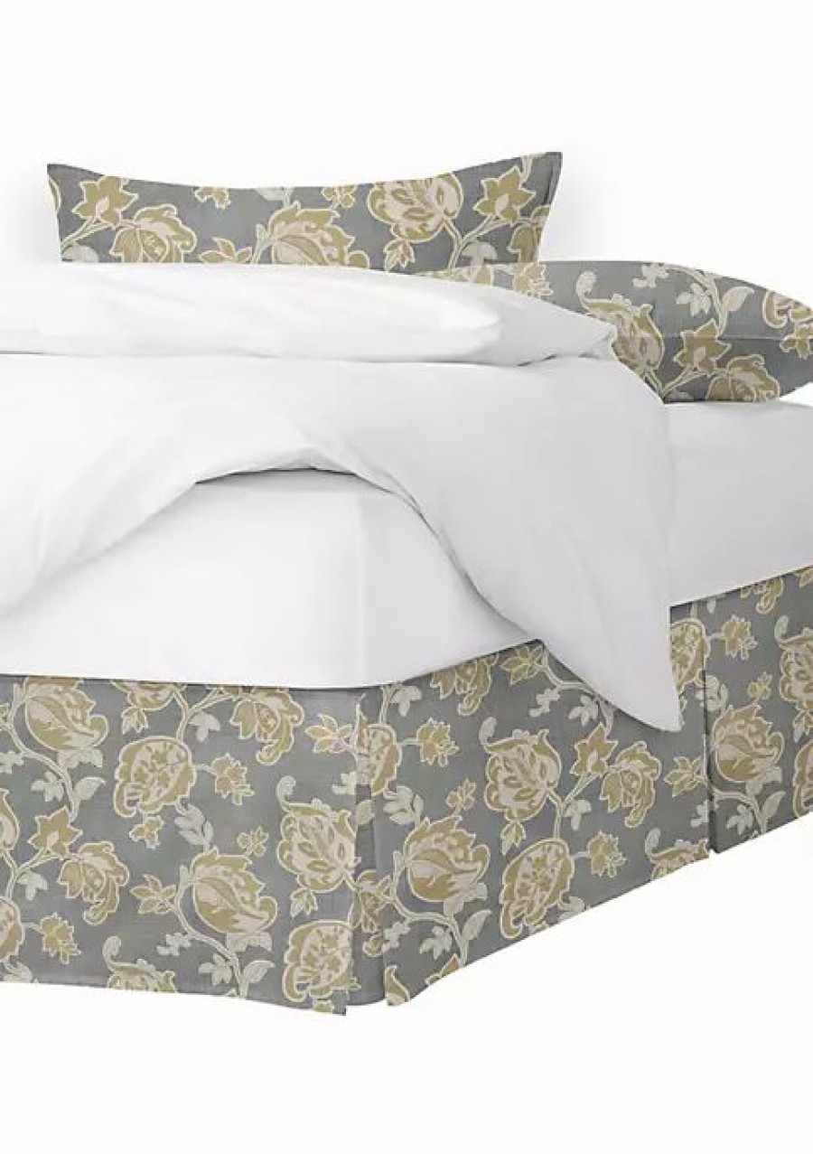 Bed & Bath * | 6Ix Tailors Fine Linens Golden Bloom Cal-King Bed Skirt 15 Drop Barley