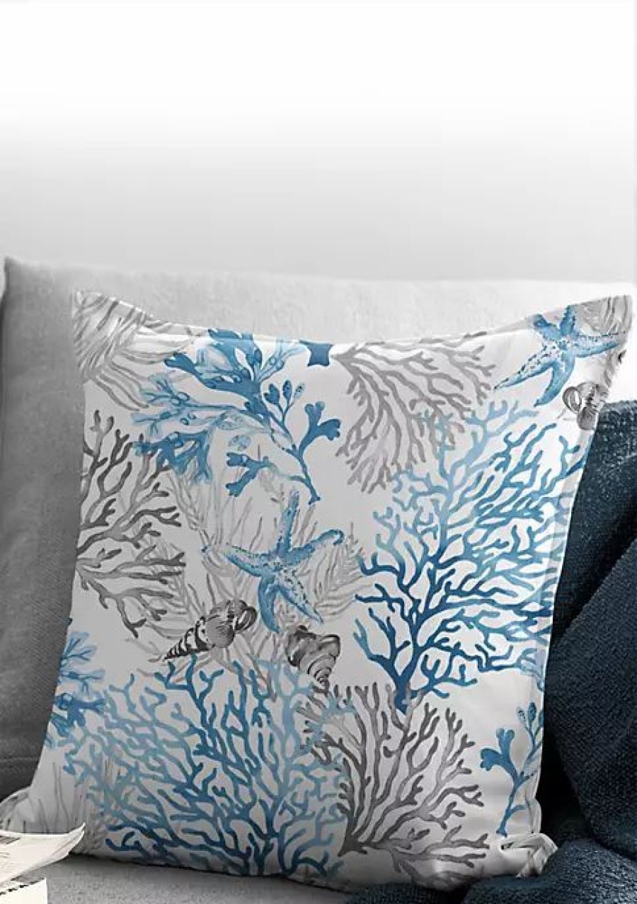 Home * | 6Ix Tailors Fine Linens Reef 20 Sq Decor Pillow (Feather Insert) Blue