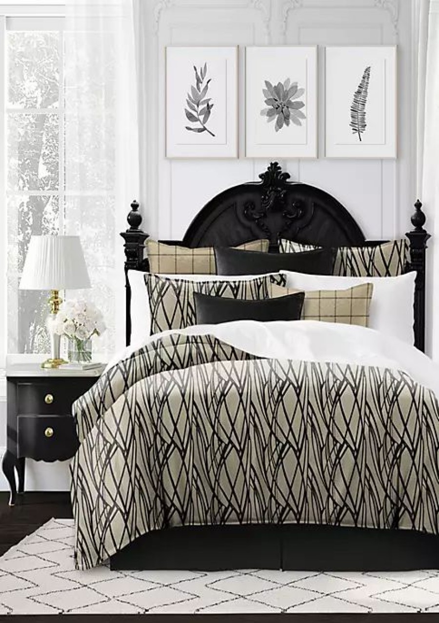 Bed & Bath * | 6Ix Tailors Fine Linens Demetre California King Duvet Cover & 2 Shams Set Coal