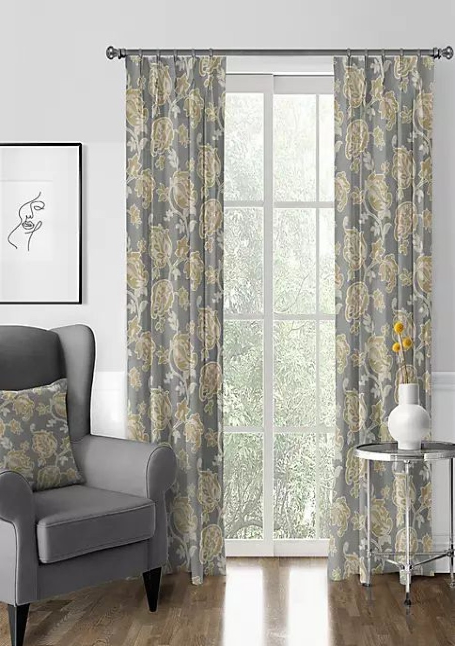 Home * | 6Ix Tailors Fine Linens Golden Bloom Pinch Pleat Drapery Panel Pair (20 W X 84 L) Barley