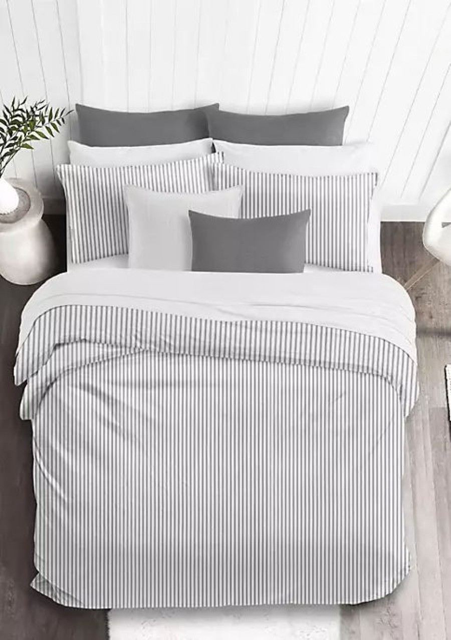 Bed & Bath * | 6Ix Tailors Fine Linens Antique Ticking King Comforter & 2 Shams Set Gray