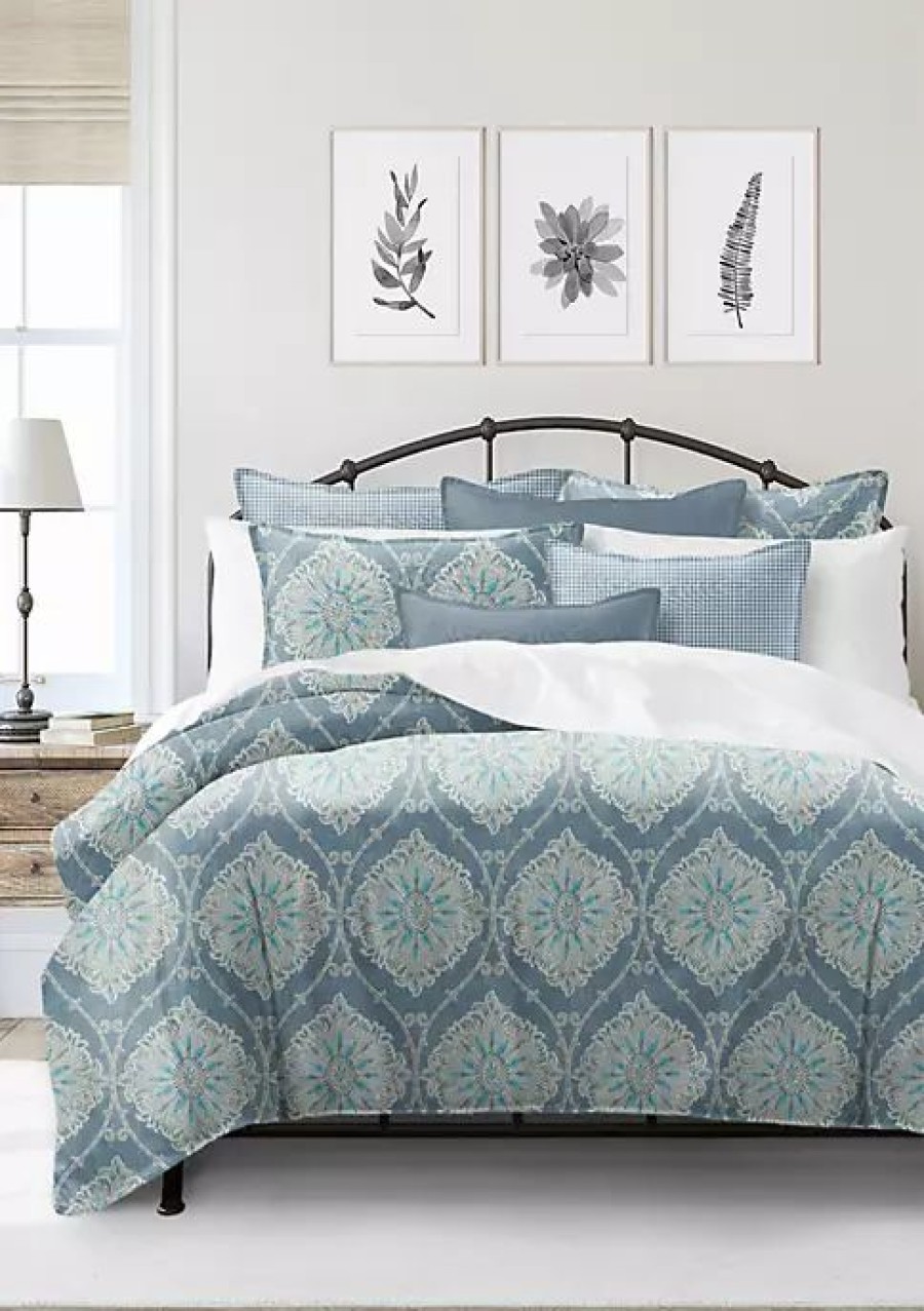 Bed & Bath * | 6Ix Tailors Fine Linens Bellamy Queen Comforter & 2 Shams Set Blue